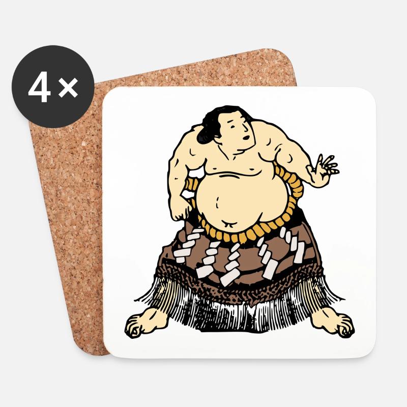 Sumo Ringer - Untersetzer (4er-Set) - Weiß