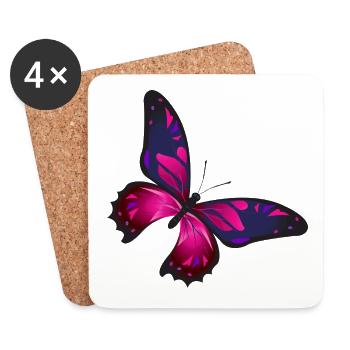 Papillon Illustration pourpre - Dessous de verre (lot de 4) - blanc - Devant