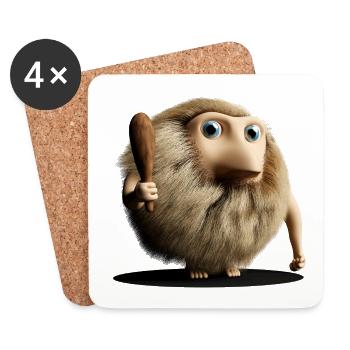 Homme de Neandertal primitif avec club - Dessous de verre (lot de 4) - blanc - Devant