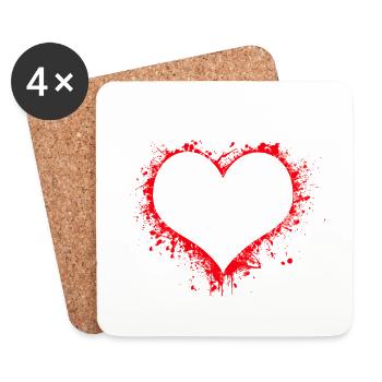 Bloody Heart - Coasters (set of 4) - white - Front