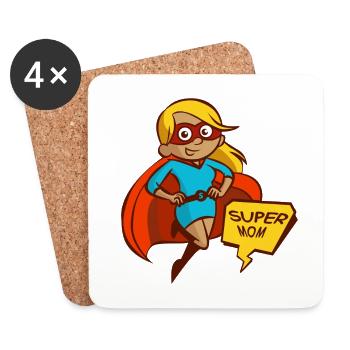 SUPER MOM - Coasters (set of 4) - white - Front