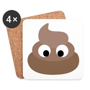 Poop Emoji Poop Pile - Coasters (set of 4) - white - Front