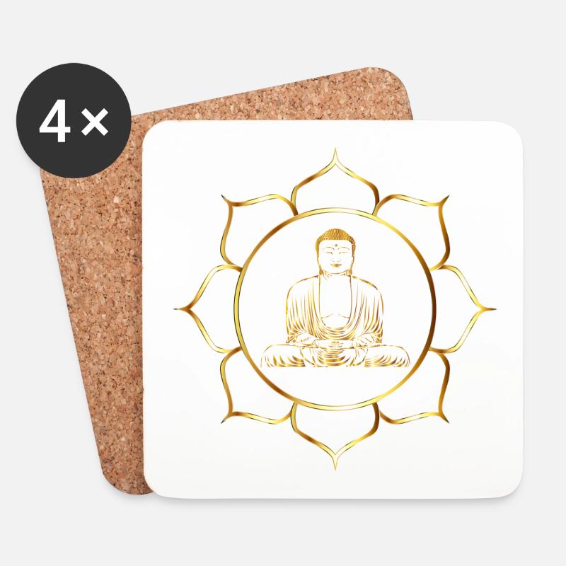 Buddha Meditation Wellness Relax als Geschenk - Untersetzer (4er-Set) - Weiß
