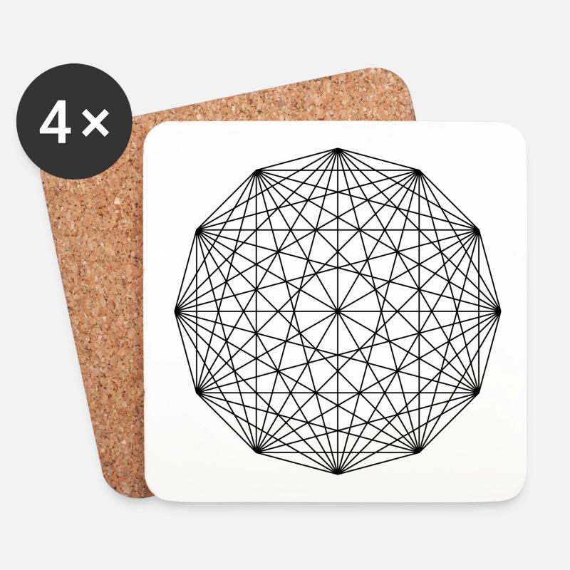Geometrie Ornament - Untersetzer (4er-Set) - Weiß