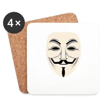Anonymous Maske - Untersetzer (4er-Set) - Weiß - Vorne