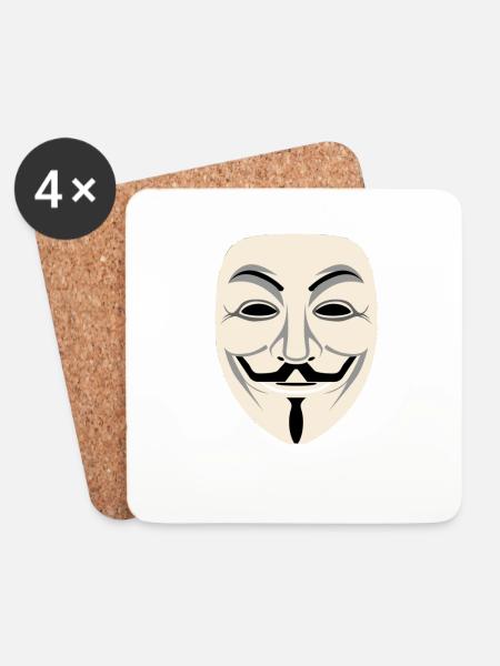 Anonymous Maske - Untersetzer (4er-Set) - Weiß