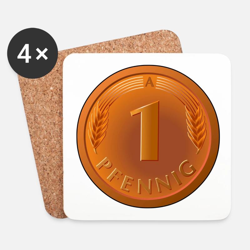 Pfennig - Untersetzer (4er-Set) - Weiß