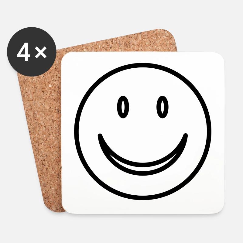 Smiley - Lachendes Gesicht - Untersetzer (4er-Set) - Weiß
