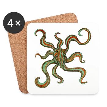 Abstract octopus - Coasters (set of 4) - white - Front