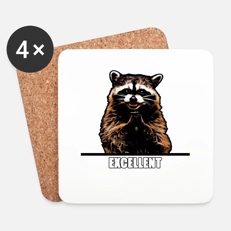 Böser Waschbär - Untersetzer (4er-Set) - Weiß