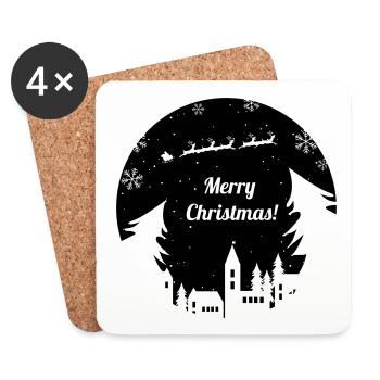 Merry Christmas Xmas reindeer Advent family - Coasters (set of 4) - white - Front