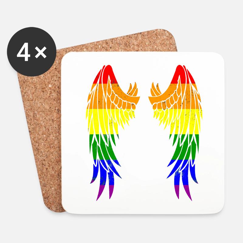 Regenbogen Flügel CSD schwul und lesbisch Love - Untersetzer (4er-Set) - Weiß