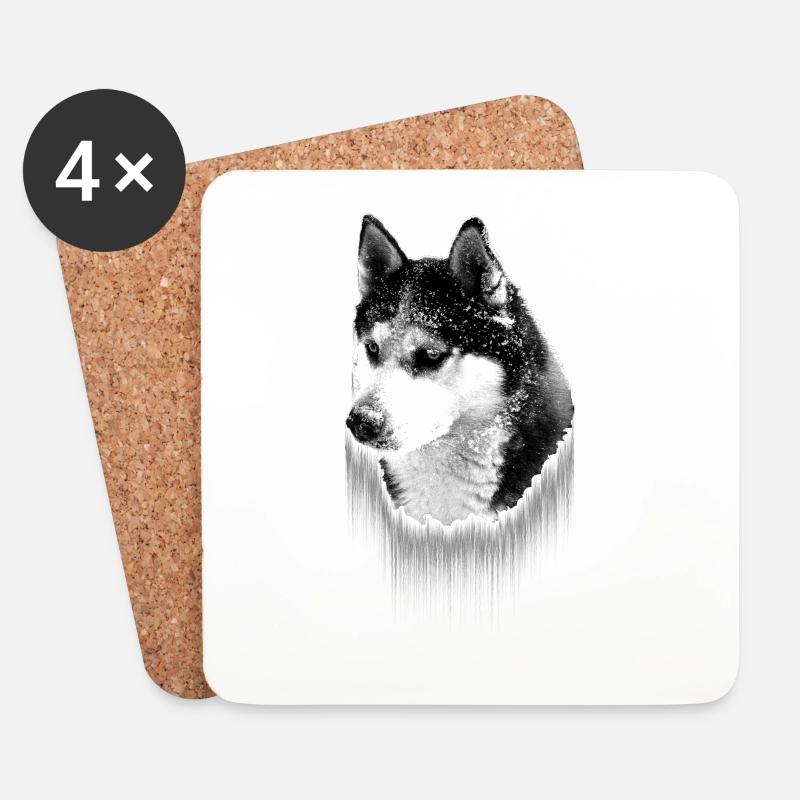 Husky Nebel Tropfen Eis - Untersetzer (4er-Set) - Weiß