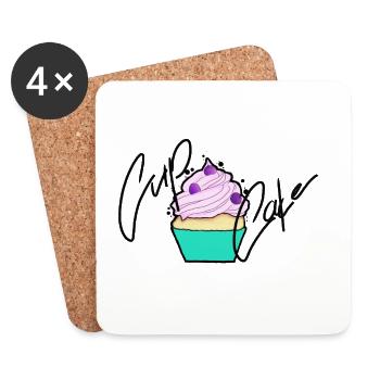 Pastell Cupcake Signatur-Design - Untersetzer (4er-Set) - Weiß - Vorne