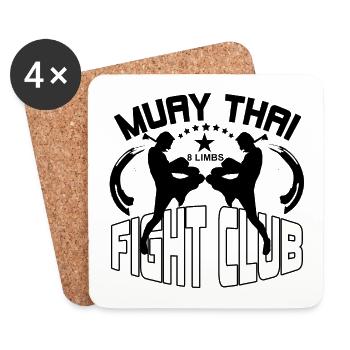 Muay Thai Geschenk - Untersetzer (4er-Set) - Weiß - Vorne