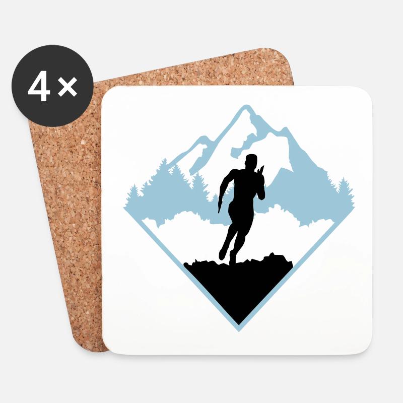 Trail Running, Läufer, laufen - Untersetzer (4er-Set) - Weiß