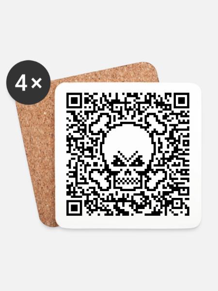 Totenkopf / Totenschädel (Quick Response Code / P) - Untersetzer (4er-Set) - Weiß