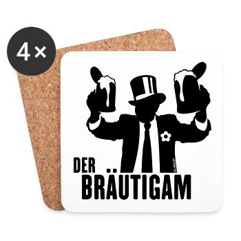 Der Bräutigam (JGA / Bier / Bierkrüge) - Untersetzer (4er-Set) - Weiß - Vorne