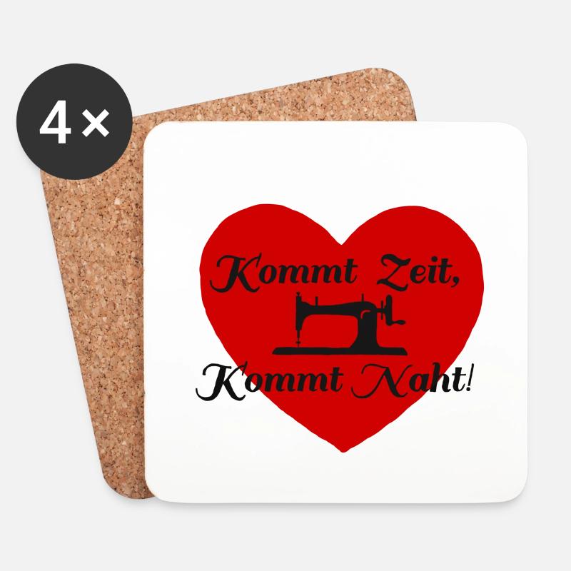 Kommt Zeit kommt Naht lustiger spruch nähen cool - Untersetzer (4er-Set) - Weiß