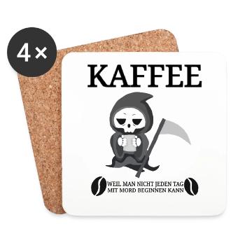Kaffee Spruch Koffein Sprüche Coffee Tod Cafe - Untersetzer (4er-Set) - Weiß - Vorne