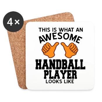 Handball - Untersetzer (4er-Set) - Weiß - Vorne