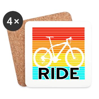 vélo de montagne - Dessous de verre (lot de 4) - blanc - Devant