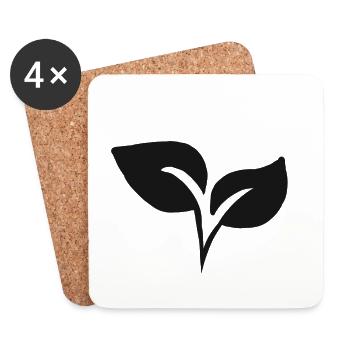 feuilles nature cadeau feuille jardin - Dessous de verre (lot de 4) - blanc - Devant