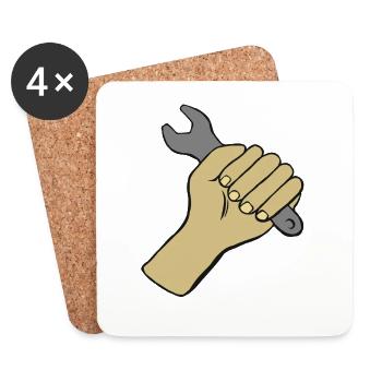 Open ended wrench tool handyman screwdriver hand - Coasters (set of 4) - white - Front