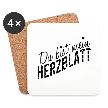 DU BIST MEIN HERZBLATT - Untersetzer (4er-Set) - Weiß - Vorne