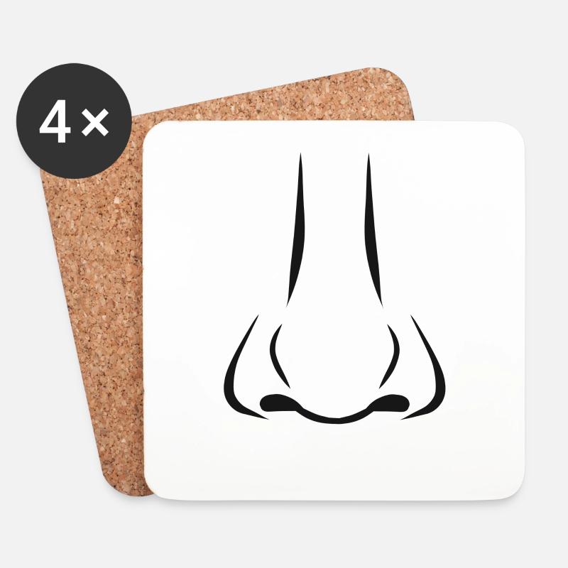 Nase Riechen Geschenk Nose Geruch Geschenkidee - Untersetzer (4er-Set) - Weiß