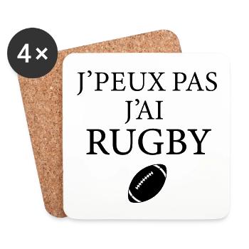 J peux pas j ai Rugby ballon idée cadeau tshirt - Dessous de verre (lot de 4) - blanc - Devant