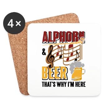 Alphorn Holzhorn Alpen Volksmusik Geschenk - Untersetzer (4er-Set) - Weiß - Vorne