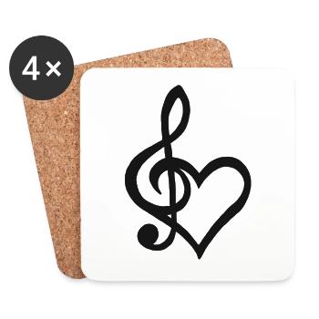 Clef Heart Singer Music Dance Sing - Coasters (set of 4) - white - Front