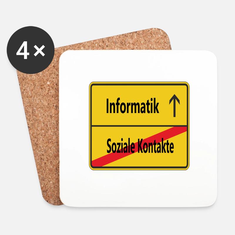 Soziale Kontakte? Informatik - Untersetzer (4er-Set) - Weiß