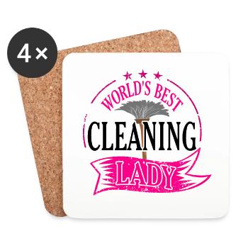 Cleaning lady gift - Coasters (set of 4) - white - Front