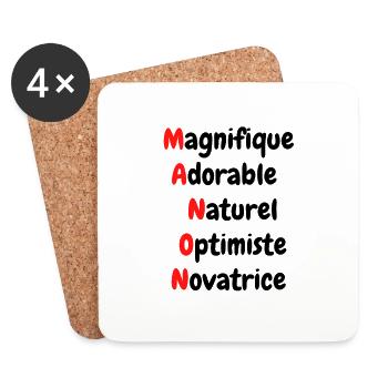 Acrostiche Manon - Dessous de verre (lot de 4) - blanc - Devant