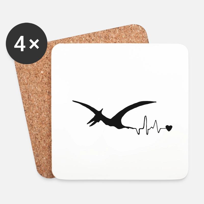 Flugsaurier EKG Dinosaurier Herzschlag Pterosauria - Untersetzer (4er-Set) - Weiß