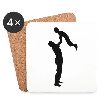 Famille papa maman fils enfant fils père mère - Dessous de verre (lot de 4) - blanc - Devant