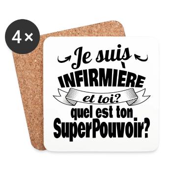 je suis infirmière - Dessous de verre (lot de 4) - blanc - Devant