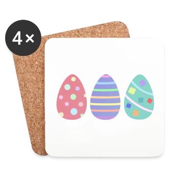 DES ŒUFS DE PÂQUES COLORÉS - Dessous de verre (lot de 4) - blanc - Devant