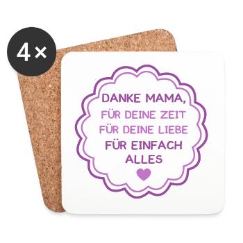 MUTTERTAG MUTTER MAMA MAMI DANKE DANK GESCHENKIDEE - Untersetzer (4er-Set) - Weiß - Vorne