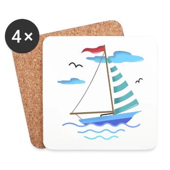 SAILBOAT BOAT HARBOUR SEA SEA MARITIM GIFT IDEA - Coasters (set of 4) - white - Front