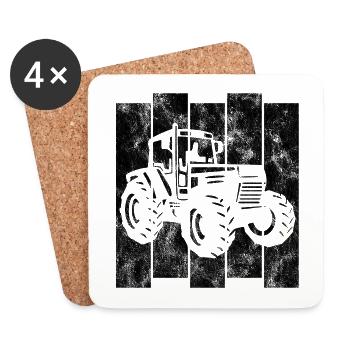 Bauer Retro Traktor Trecker Traktoren Bauernhof - Coasters (set of 4) - white - Front