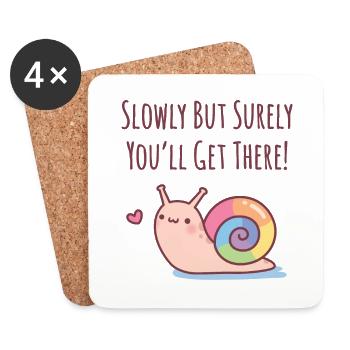 Cute Snail Rainbow Shell Slowly But Surely - Coasters (set of 4) - white - Front