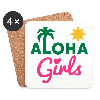 Aloha girls (paume comme L, soleil, cœur comme i-point) - Dessous de verre (lot de 4) - blanc - Devant
