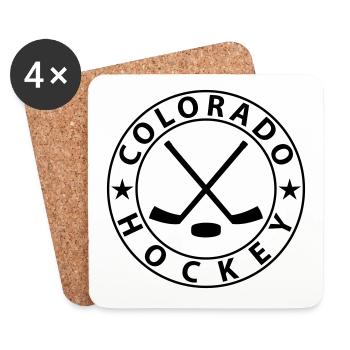 Hockey sur glace du Colorado - Dessous de verre (lot de 4) - blanc - Devant