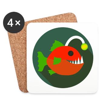 Lantern fish deep sea fish frogfish motif - Coasters (set of 4) - white - Front