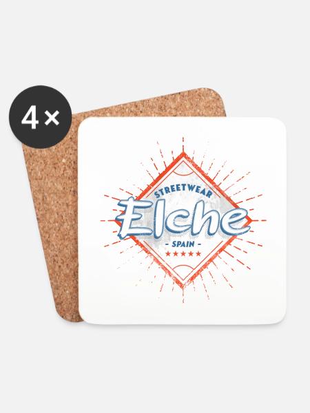 Elche Spanien Stadt Skyline Heimat Liebe Urlaub - Untersetzer (4er-Set) - Weiß