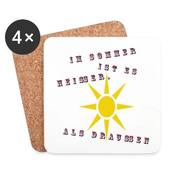 Im Sommer ist es heißer als draußen - Untersetzer (4er-Set) - Weiß - Vorne
