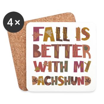 Thankful for my Dachshund Dog Autumn Gratitude - Coasters (set of 4) - white - Front